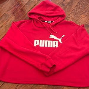 Red Cropped puma hoodie